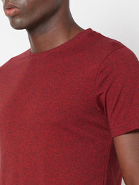 Sporto Men's Round Neck Cotton Tee - Ribbon Red