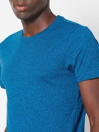 Sporto Men's Round Neck Cotton Tee - Blue Jaspe