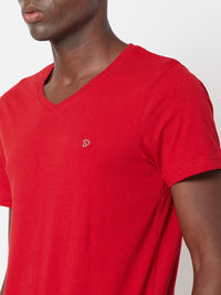 Sporto Men's Slim fit V Neck T-Shirt - Red