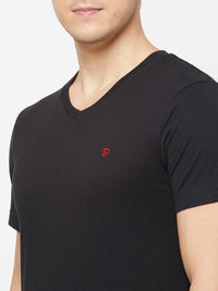 Sporto Men's Slim fit V Neck T-Shirt - Black