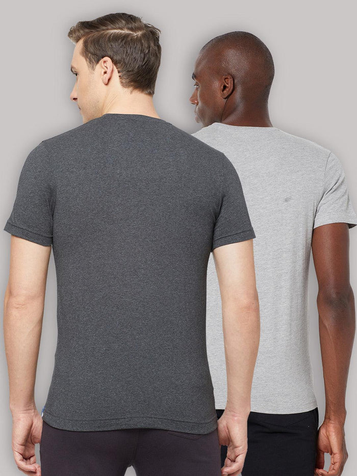 Sporto Men's Round Neck Cotton Rich, Solid Colour T-shirt Pack of 2