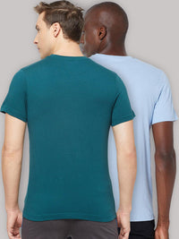 Sporto Men's Round Neck Cotton Rich, Solid Colour T-shirt Pack of 2