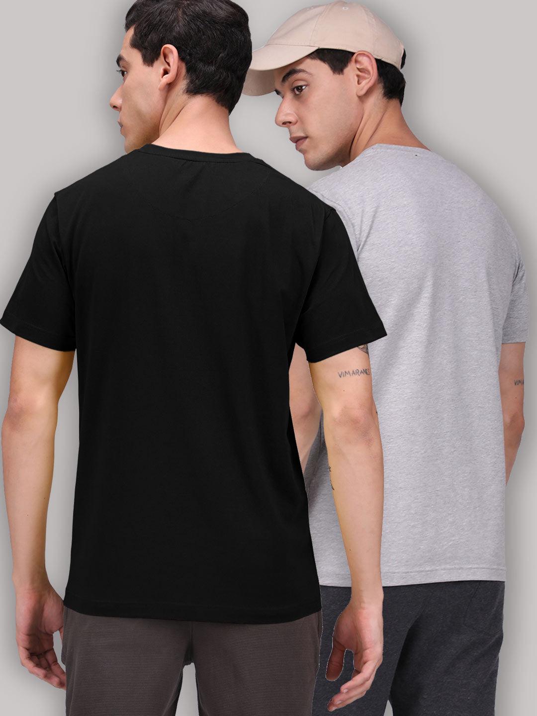 Sporto Men's Round Neck Cotton Rich, Solid Colour T-shirt Pack of 2