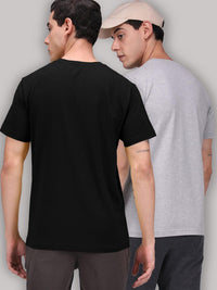 Sporto Men's Round Neck Cotton Rich, Solid Colour T-shirt Pack of 2