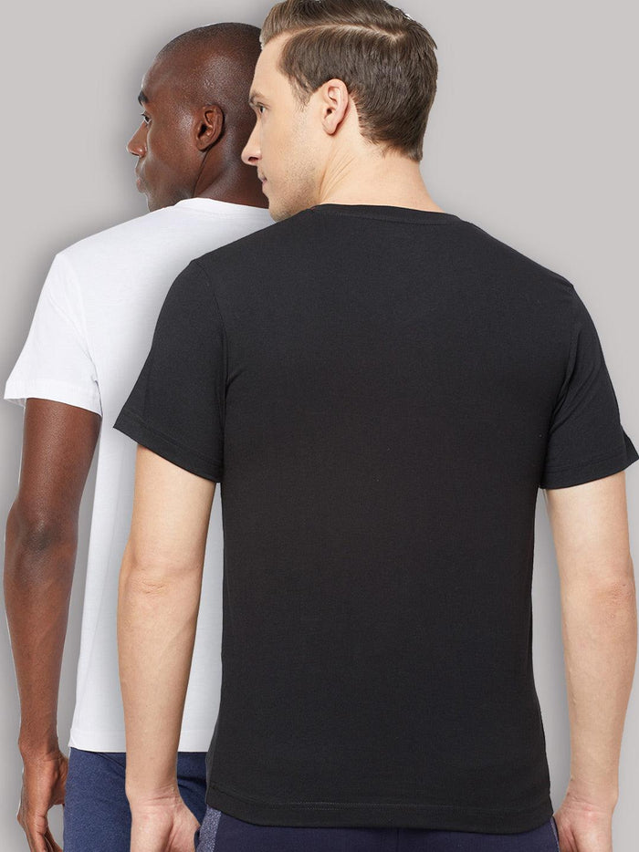 Sporto Men's V Neck T-Shirt - Pack of 2 [Black & White]