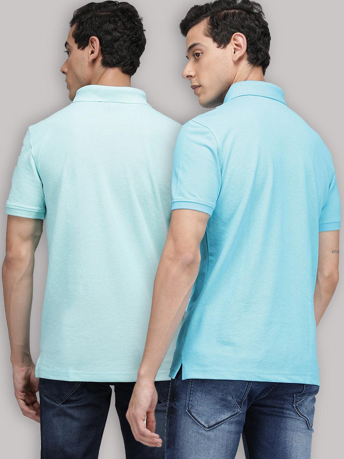 Sporto Men's Polo T-shirt Pack of 2 -[Blue & Island Paradise]