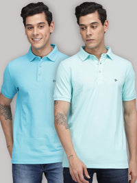 Sporto Men's Polo T-shirt Pack of 2 -[Blue & Island Paradise]