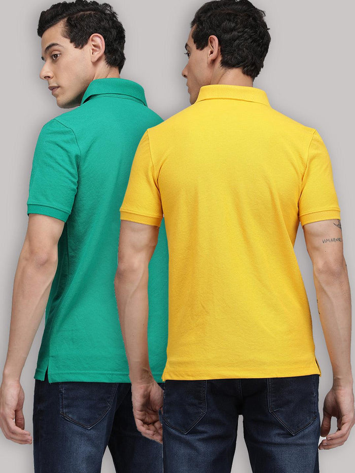 Sporto Men's Polo T-shirt - Pack of 2 [Yellow & Green]