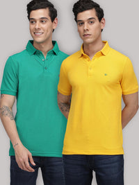 Sporto Men's Polo T-shirt - Pack of 2 [Yellow & Green]