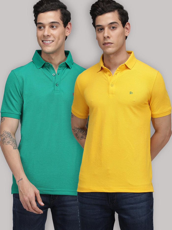 Sporto Men's Polo T-shirt - Pack of 2 [Yellow & Green]