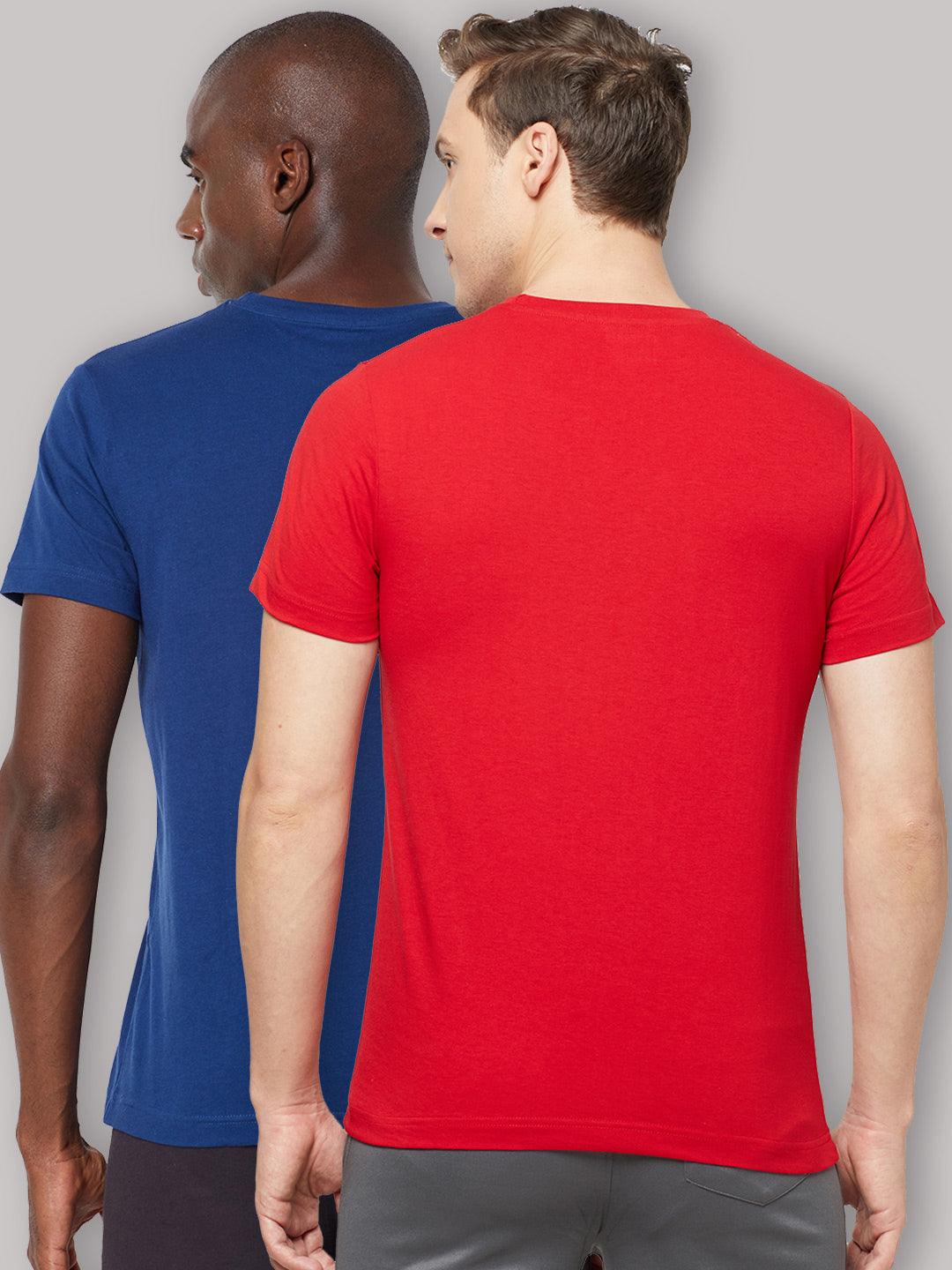 Sporto Men's Round Neck Cotton Rich, Solid Colour T-shirt Pack of 2