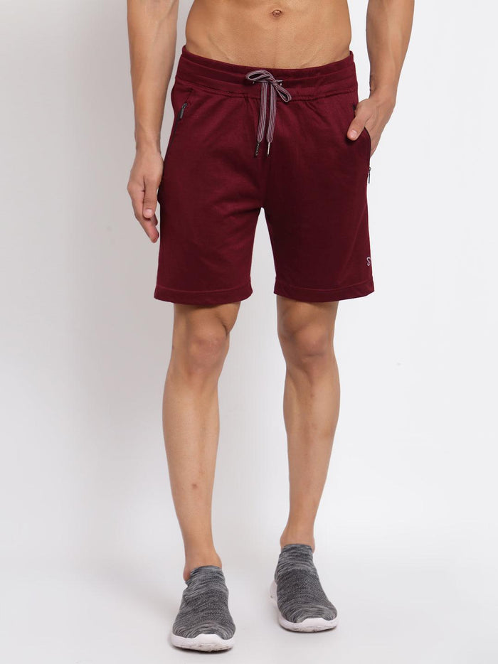 Sporto Men's Solid Lounge Shorts - Burgundy
