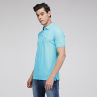 Sporto Men's Solid Polo T-Shirt - Blue Atoll