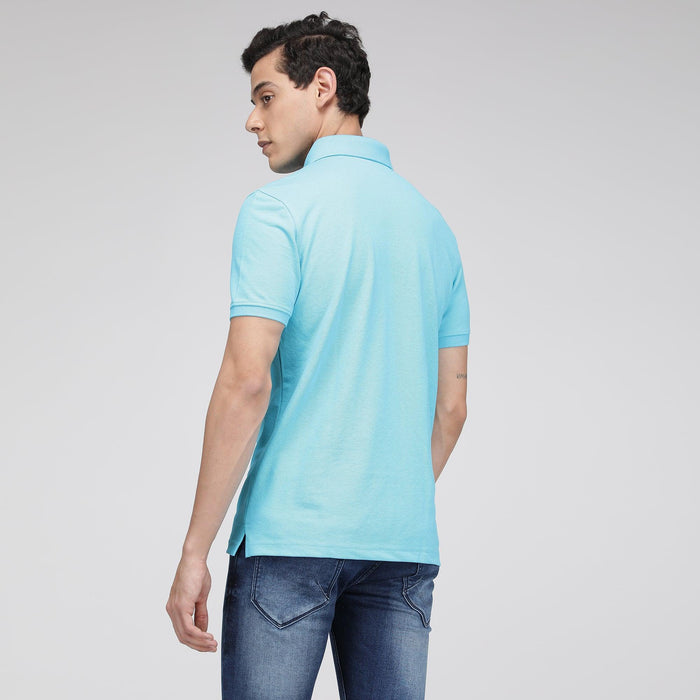 Sporto Men's Solid Polo T-Shirt - Blue Atoll