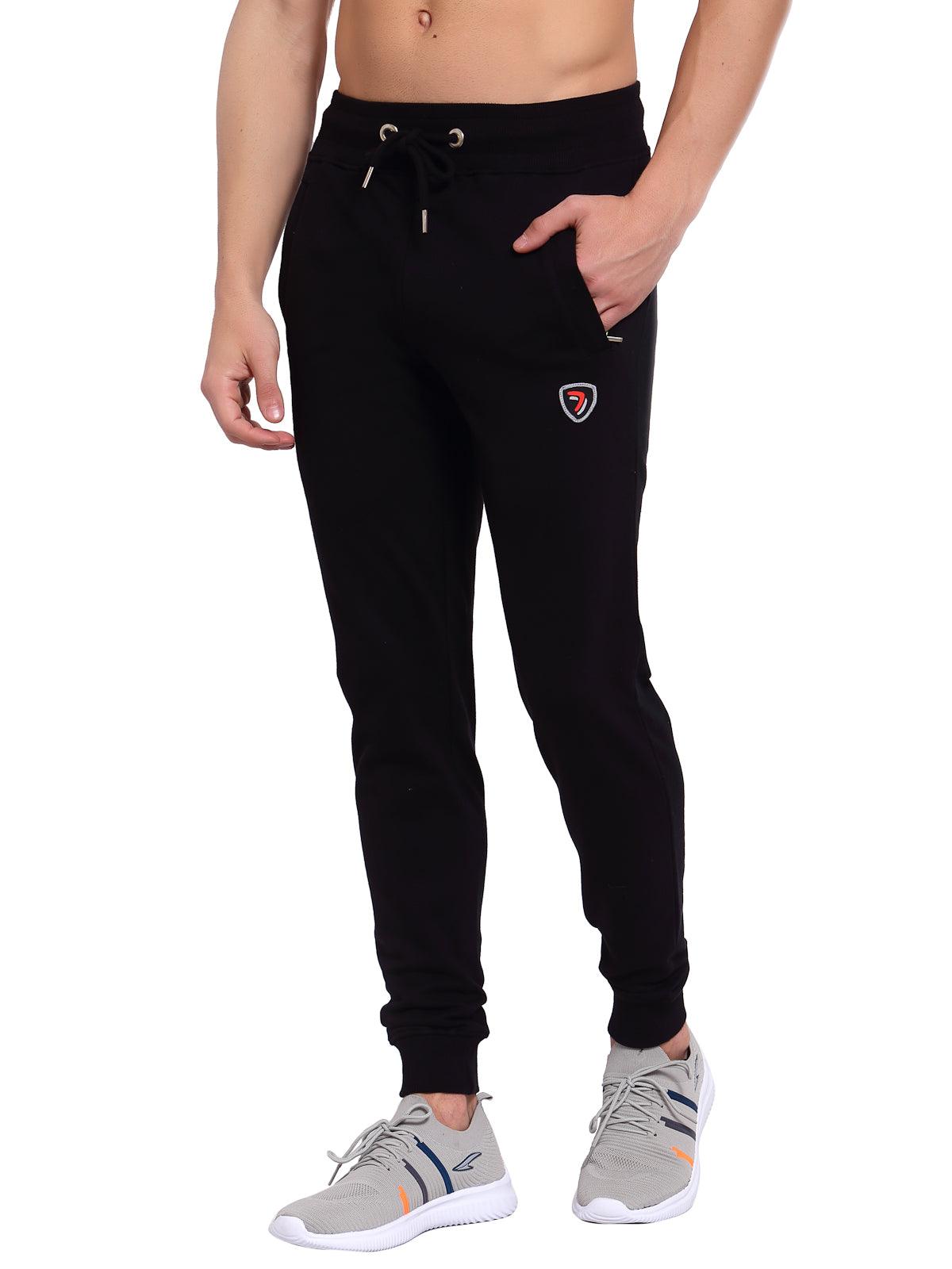 Sporto Men's Black Joggers of Fleece Terry Fabric