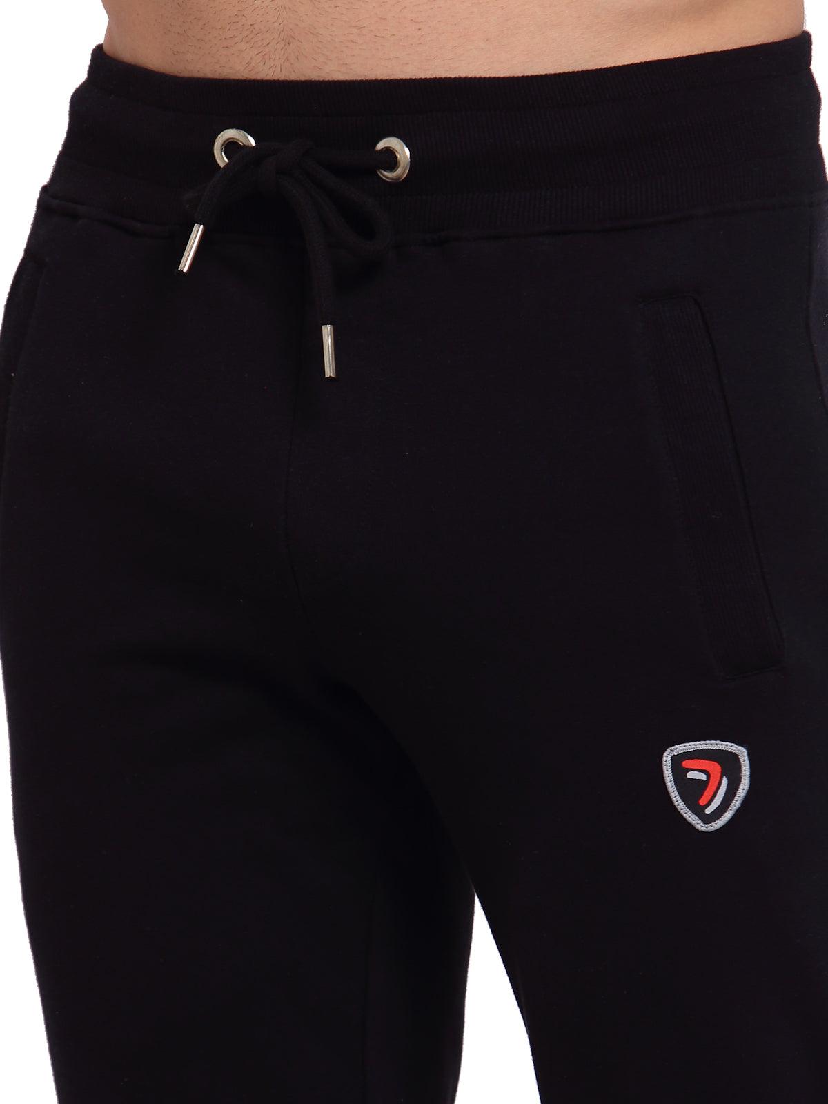 Sporto Men's Black Joggers of Fleece Terry Fabric