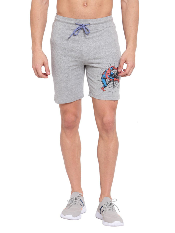 Sporto Men's Spiderman lounge Shorts - Grey Melange