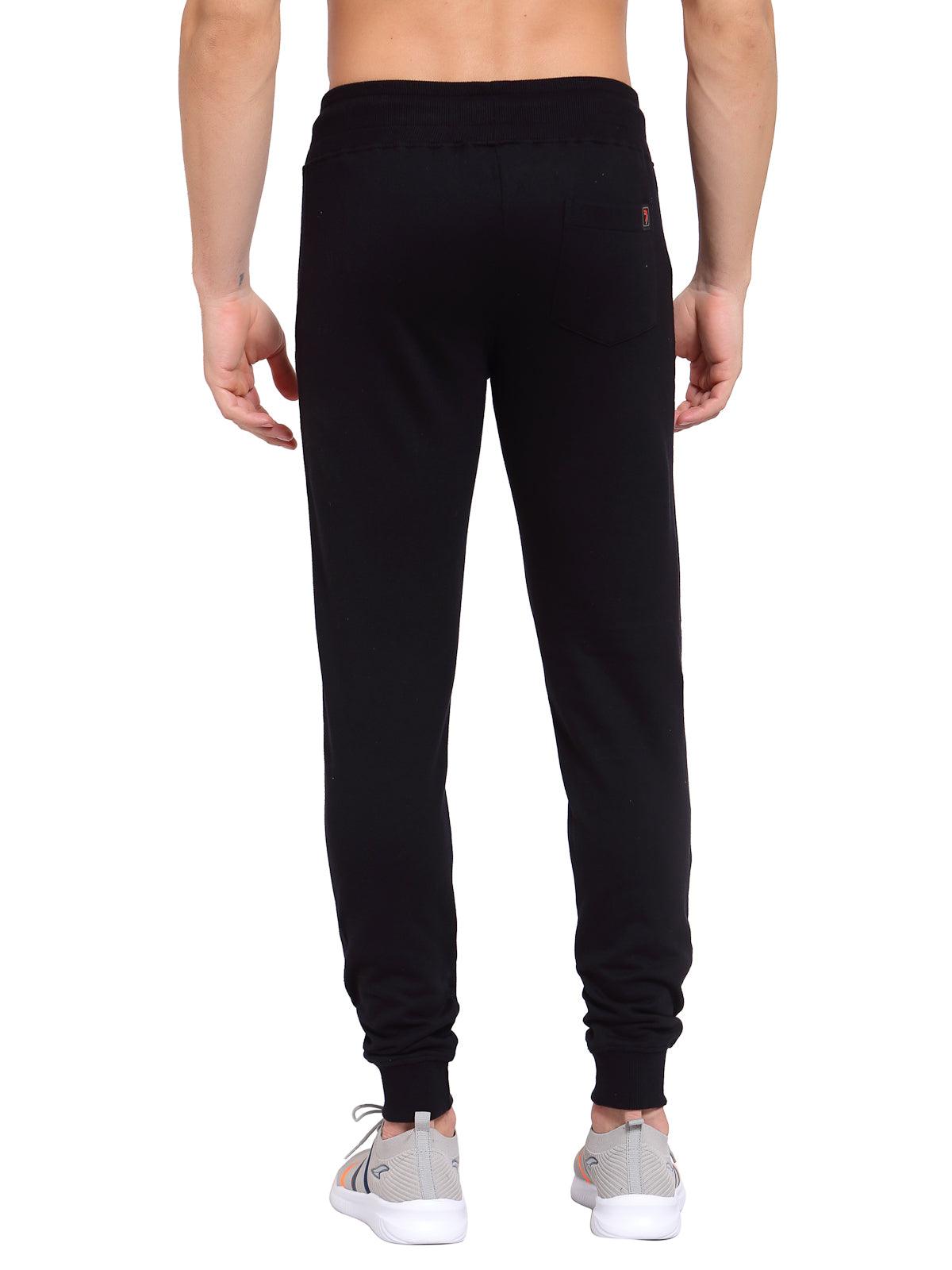 Sporto Men's Black Joggers of Fleece Terry Fabric