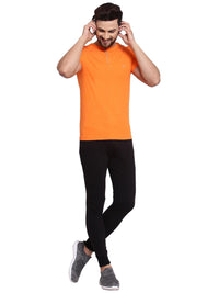 Sporto Men's Henley Neck Cotton T-Shirt - Tangerine