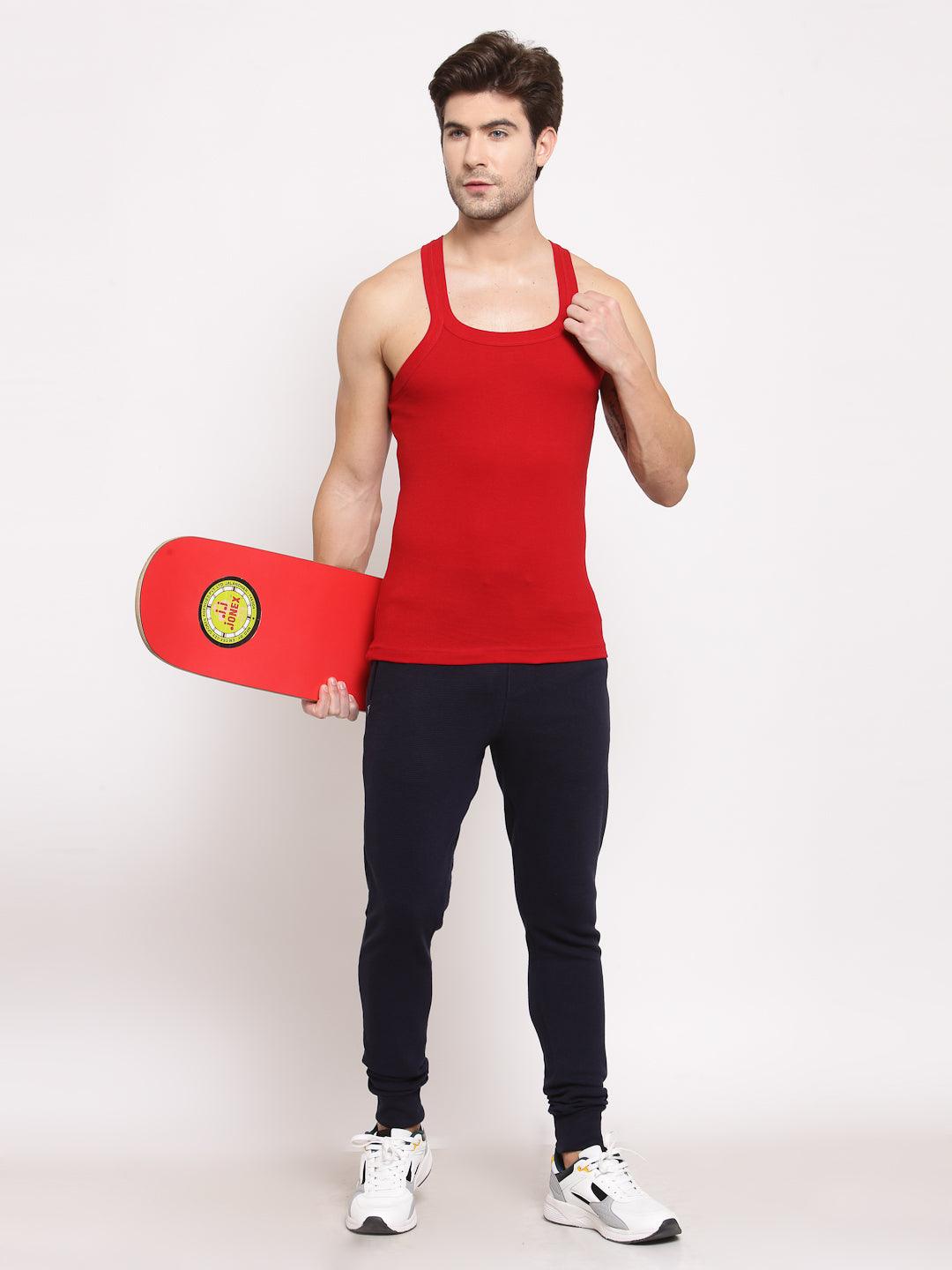 Men's Solid Gym Vests - Pack of 2 (Black & Red)