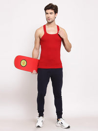 Men's Solid Gym Vests - Pack of 2 (Black & Red)