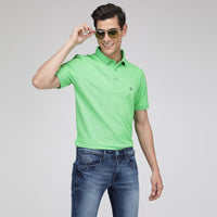 Sporto Men's Solid Polo T-Shirt -Tender Green