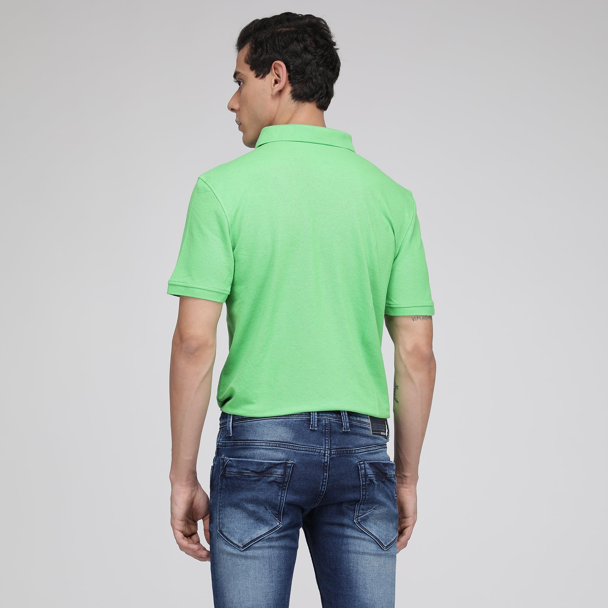 Sporto Men's Solid Polo T-Shirt -Tender Green