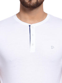 Sporto Men's Henley Neck Cotton T-Shirt - White