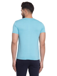 Sporto Men's Henley Neck Cotton T-Shirt - Aqua