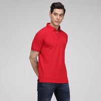 Sporto Men's Solid Polo T-Shirt - Red