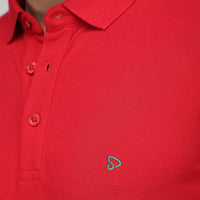 Sporto Men's Solid Polo T-Shirt - Red