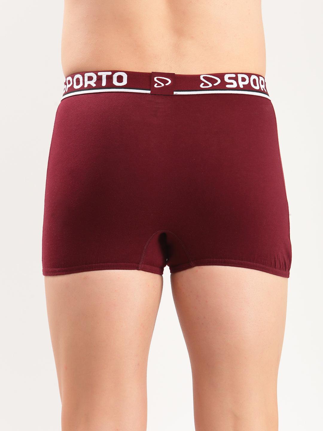 Sporto Men' Cotton Mini Trunks - Pack Of 3 ( Blue, Black & Maroon )