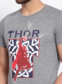 Sporto Men's Thor Printed Half Sleeve T-Shirt - Grey Jaspe