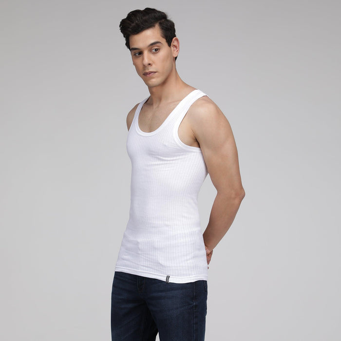 Sporto Men's Cotton White Vest - Interlock Fabric (Pack Of 3)