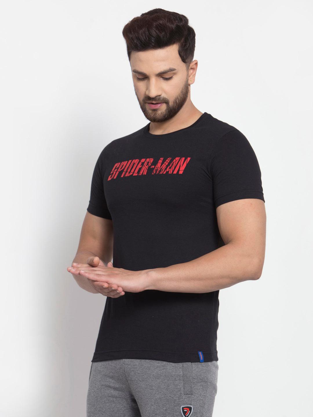 Sporto Men's Spider man Print T-Shirt - Black