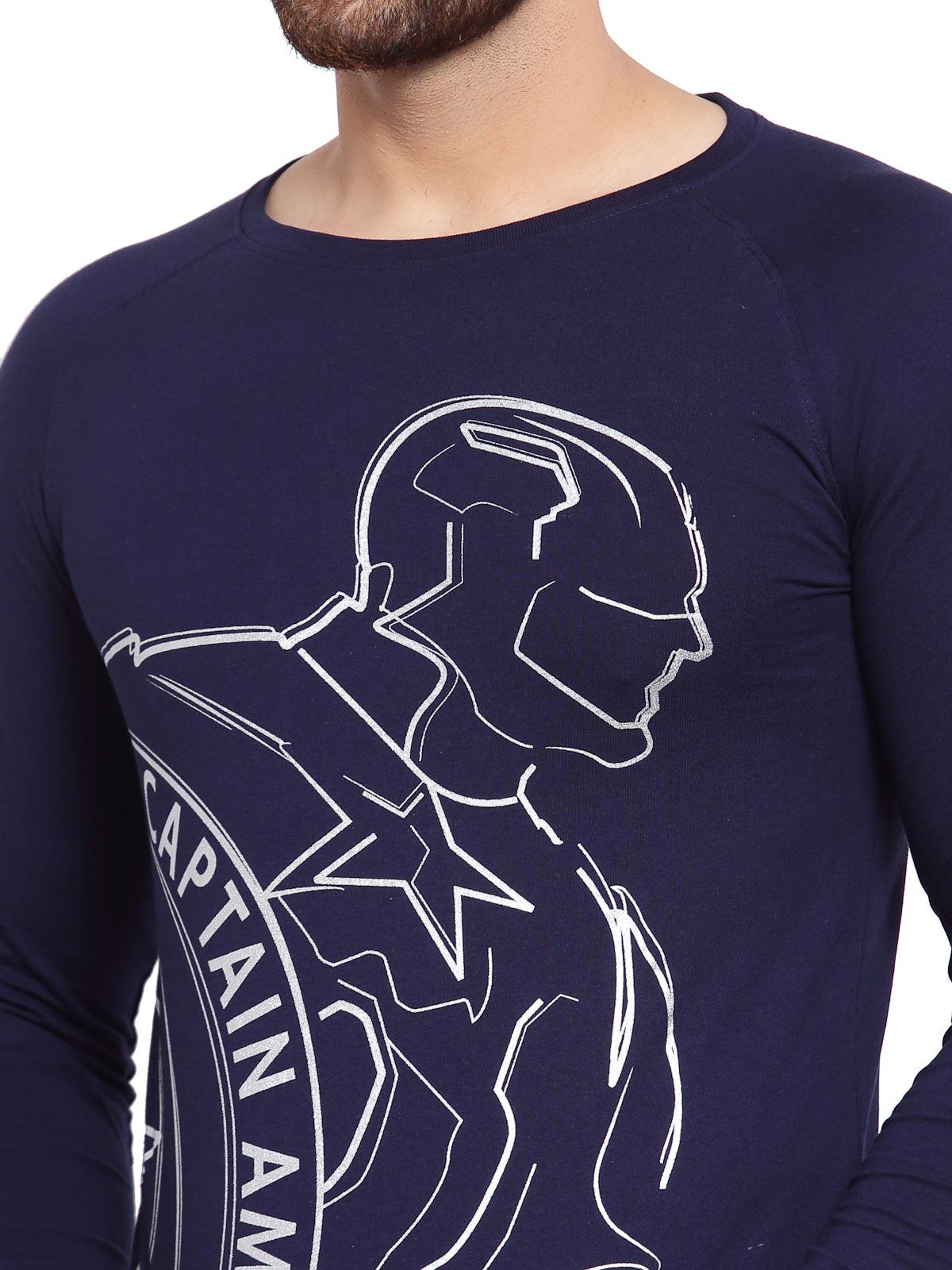 Sporto Men's Captain America Print T-shirt - Navy