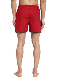 Sporto Men's Printed Boxer Shorts with Zipper -Red