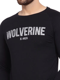 Sporto Men's Wolverine Print Full Sleeve T-shirt - Black