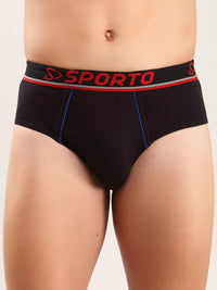 Sporto Men's Solid Cotton Smart Cut OE Brief (Pack Of 3)