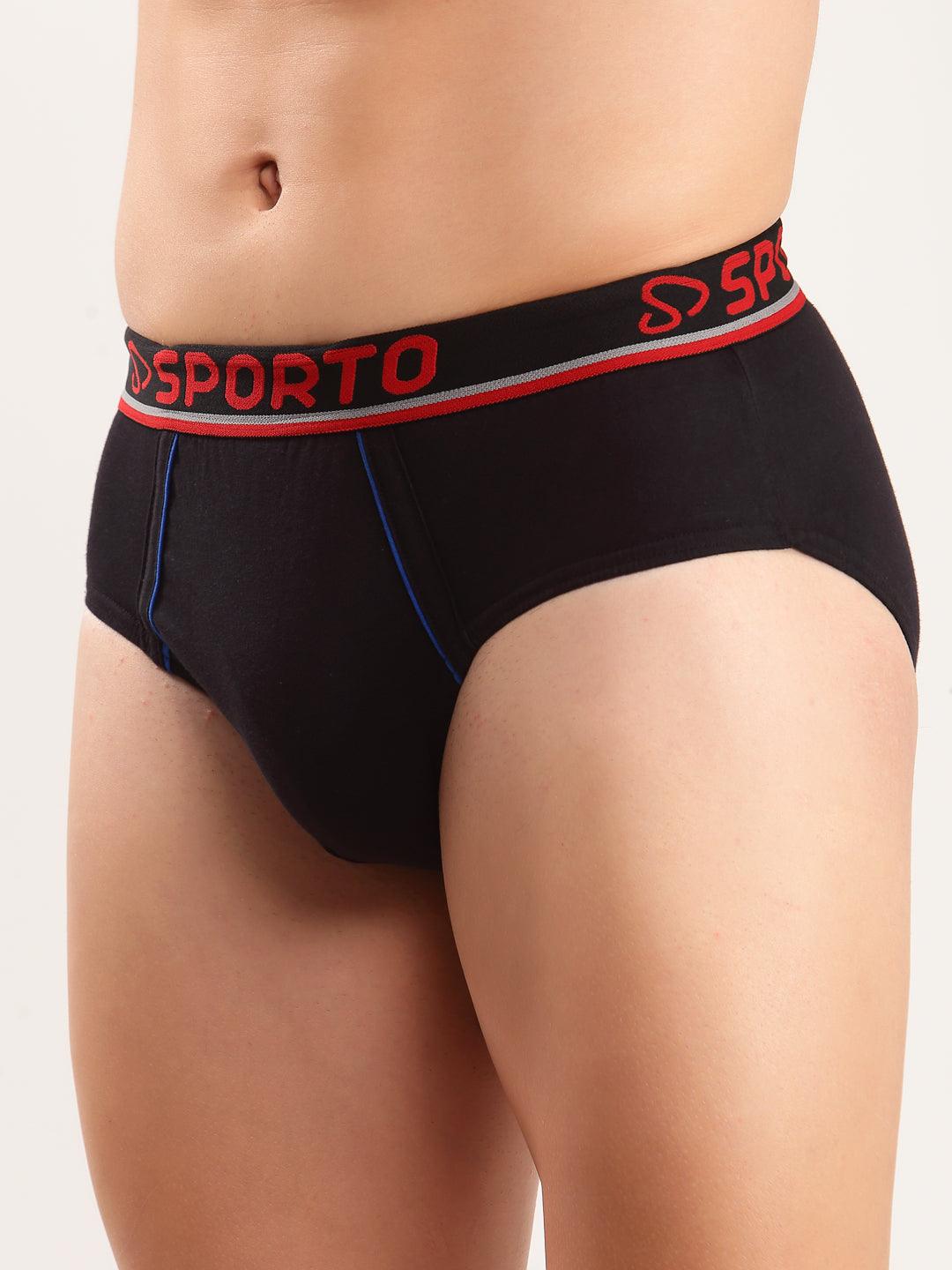 Sporto Men's Solid Cotton Smart Cut OE Brief (Pack Of 3)