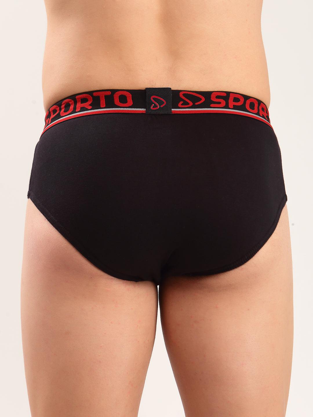 Sporto Men's Solid Cotton Smart Cut OE Brief (Pack Of 3)