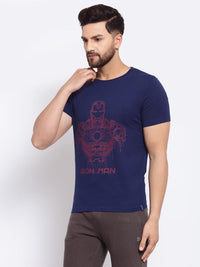 Sporto Men's Iron man Printed T-Shirt - Navy