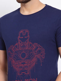 Sporto Men's Iron man Printed T-Shirt - Navy