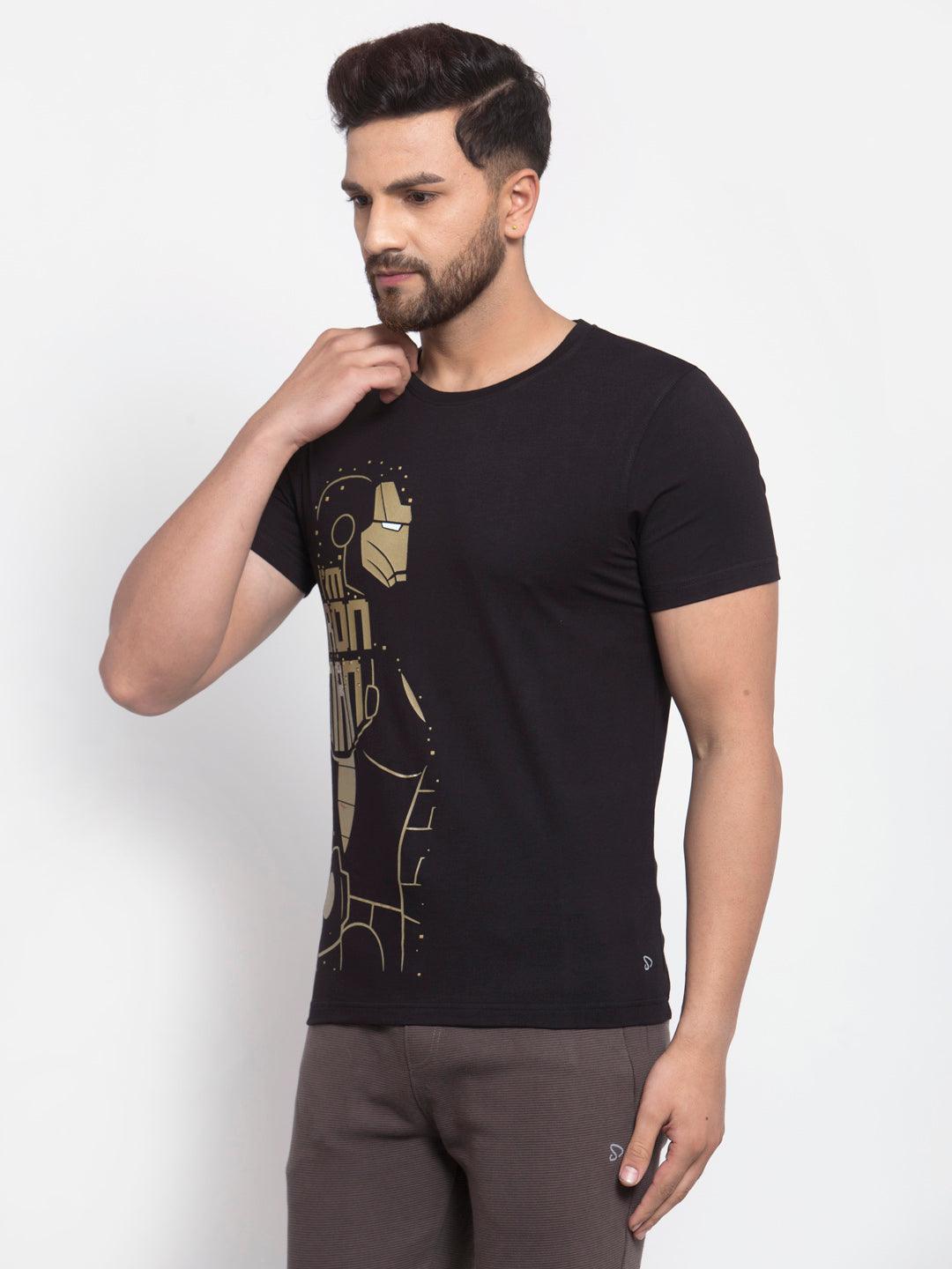 Sporto Men's Iron man Printed T-Shirt - Black