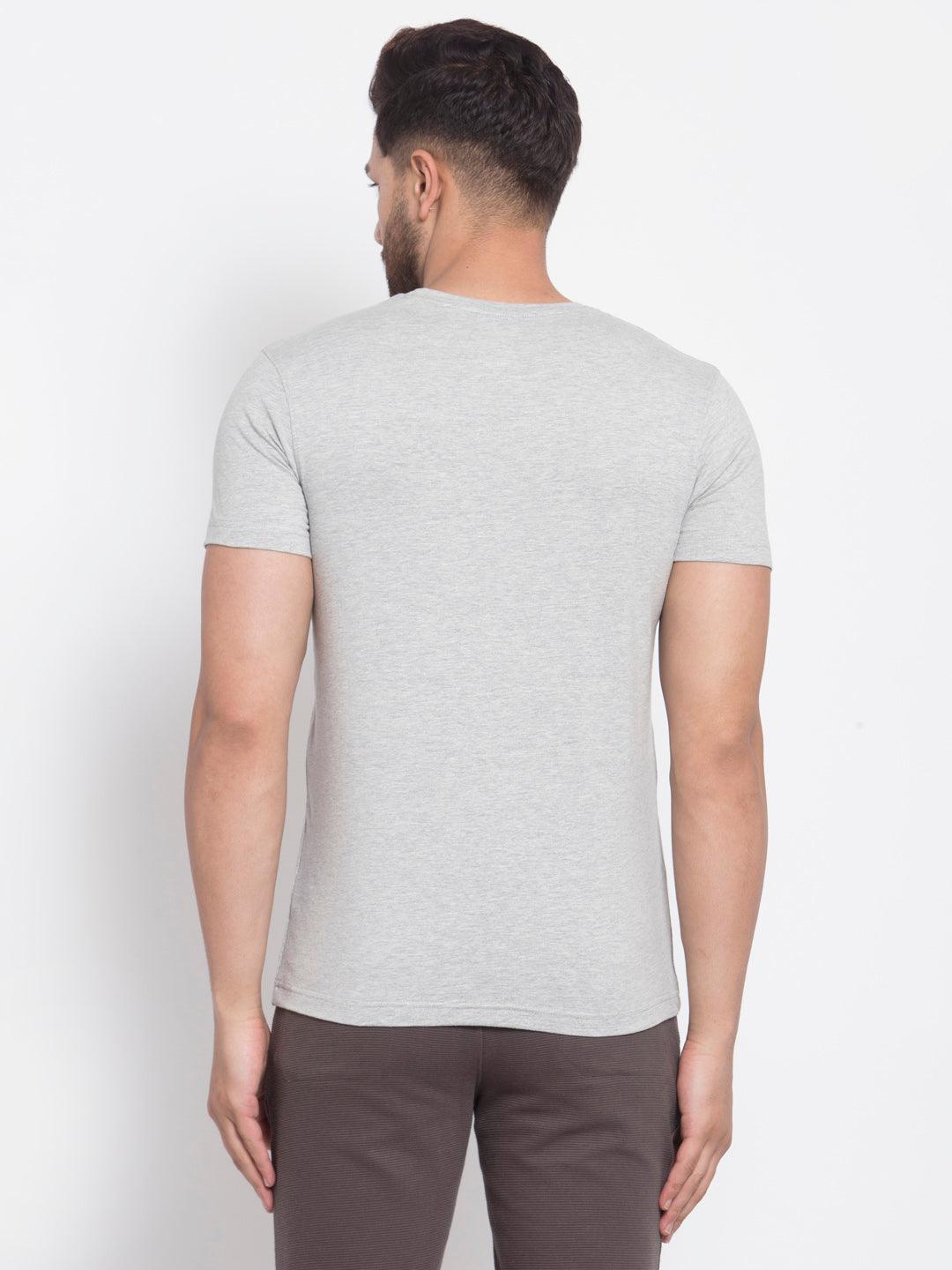 Sporto Men's Thanos Printed Half Sleeve T-Shirt - Grey Melange