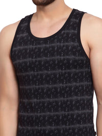 Sporto Men's Round Neck Printed Gym Vest - Pack Of 2 (Black & Red)