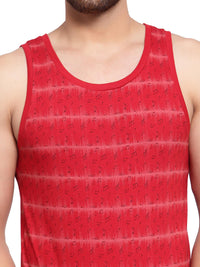 Sporto Men's Round Neck Printed Gym Vest - Pack Of 2 (Black & Red)