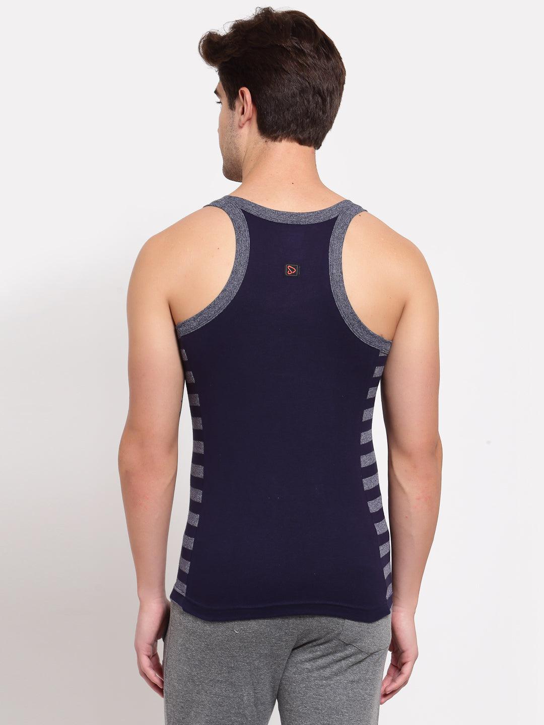 Men's Gym Vests with Designed Side Contrast Panel - Pack of 2 (Red & Navy)