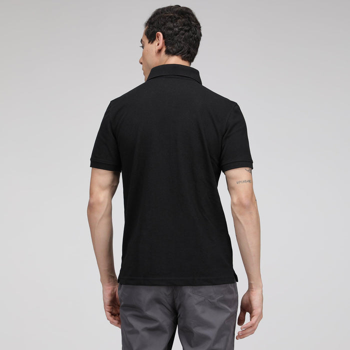 Sporto Men's Solid Polo T-Shirt - Black