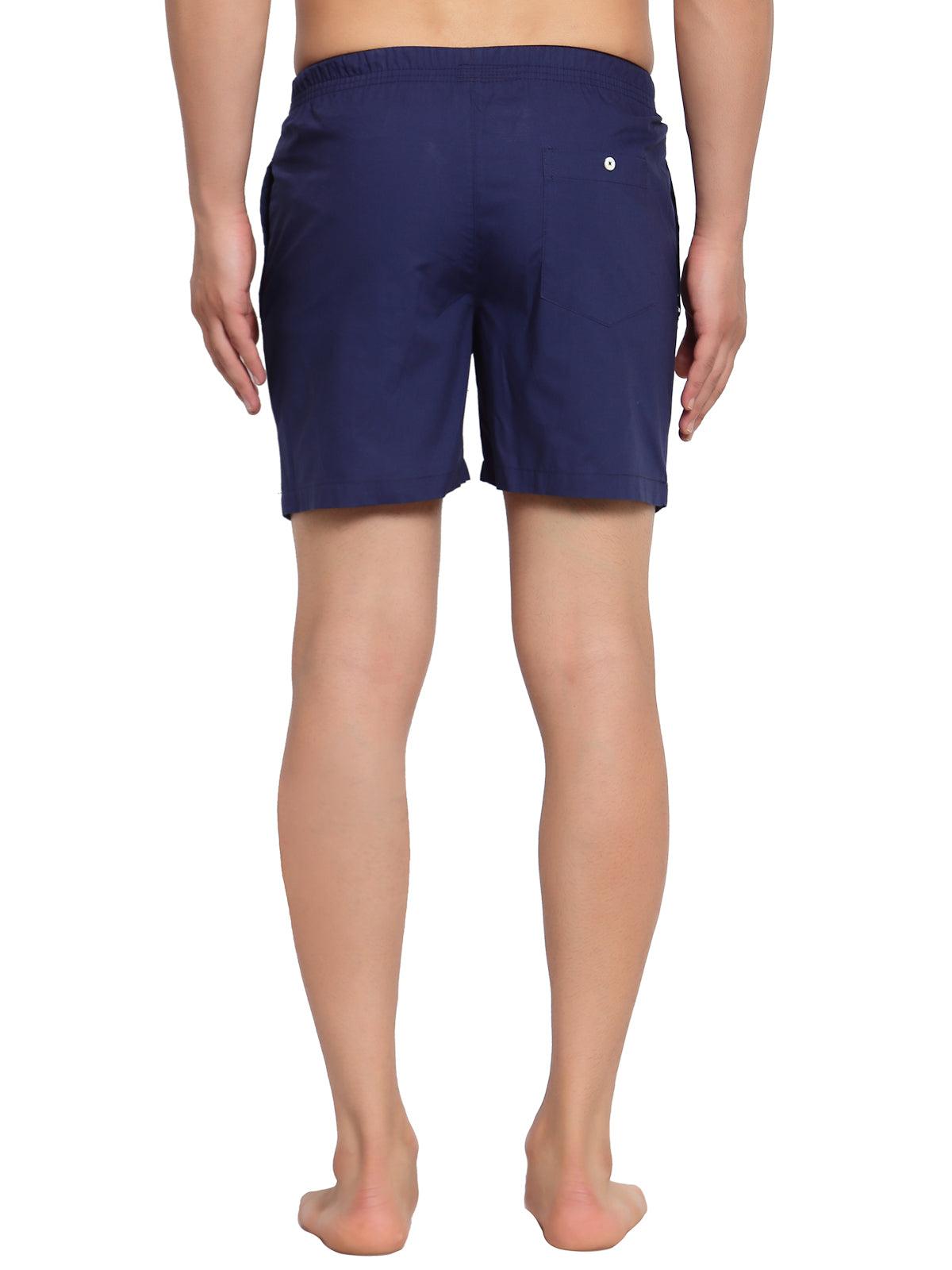 Sporto Men's Solid Boxer Shorts with Zipper - Navy